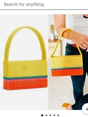 Susan Alexandra Yellow & Red Beaded Shoulder Bag